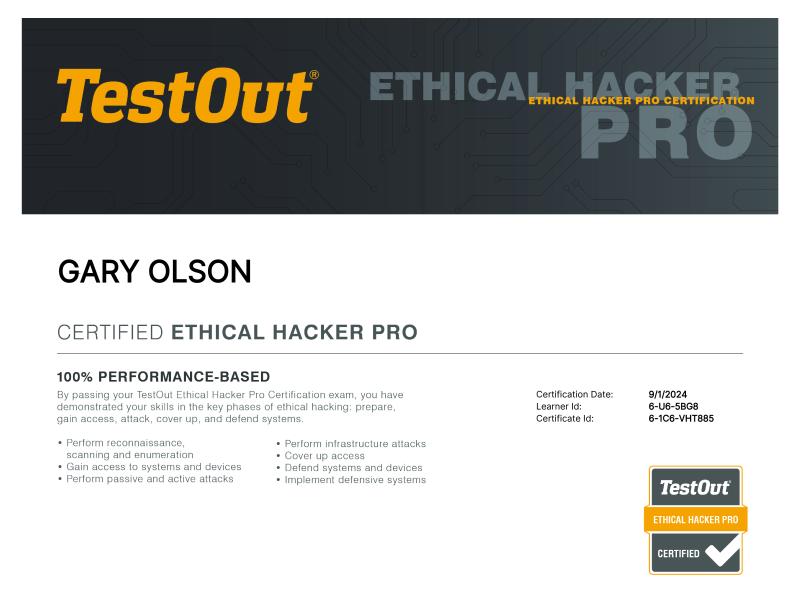 Ethical Hacker Pro Certificate